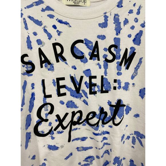 Wound Up Womens Sarcasm Level Expert Blue White Sweatshirt Sweater Top NEW XXL - Picture 3 of 10